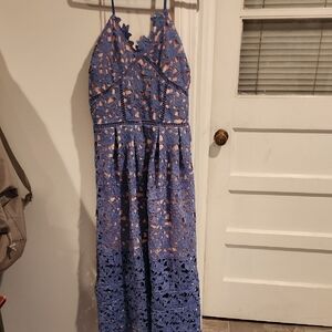 Elegant Blue Lace Wedding Dress